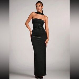 Black Choker Neck Formal Dress